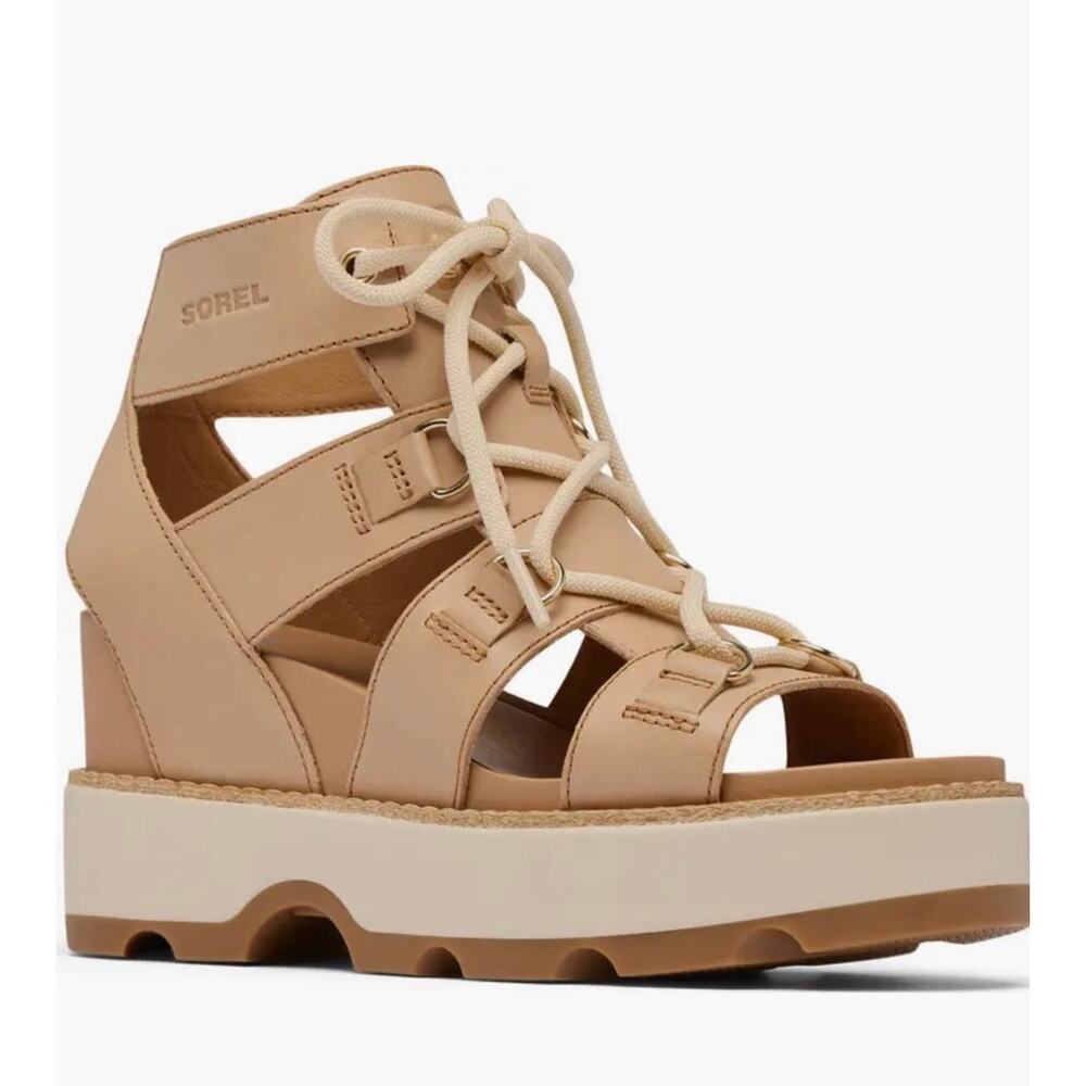 NEW SOREL Joanie IV Women's 9.5 Lace Wedge Honest Beige